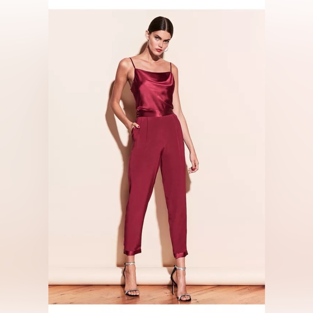 Fleur Du Mal Red Silk Trousers Size 0 Tuxedo Pants